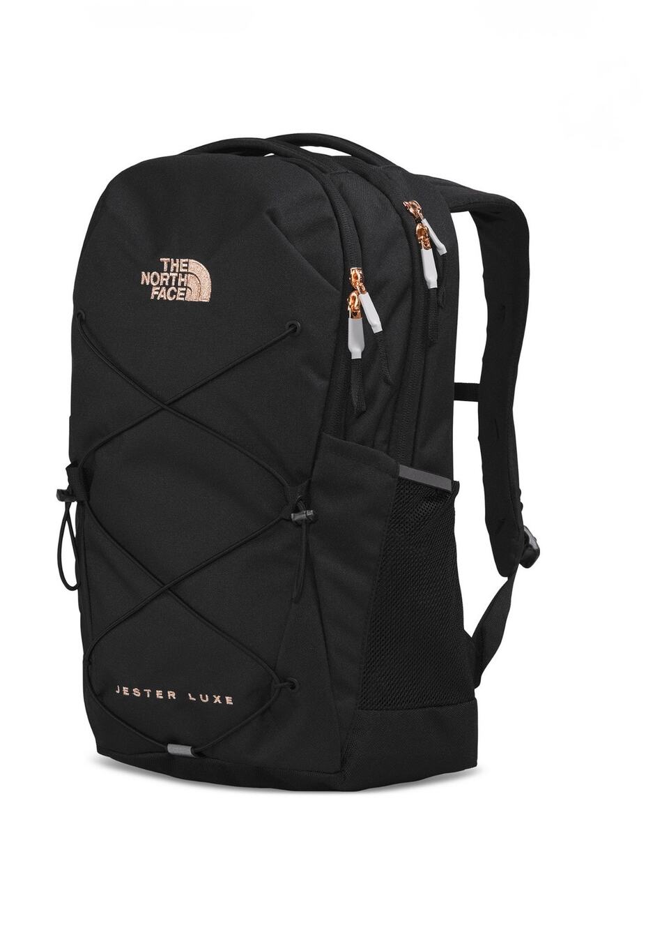The North Face Women's Jester Luxe Backpack in Black/Burnt Coral Metallic